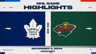 NHL Highlights  Maple Leafs vs Wild  November 3 2024 [upl. by Esilec665]