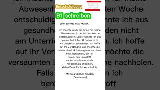 B1 schreiben  Entschuldigung  B1 deutsch Prüfung deutschlernen schreiben lernen b1prüfung [upl. by Gilford]