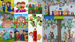 Wall painting designs for preschool  wall decoration designs  wall art [upl. by Teerprug22]