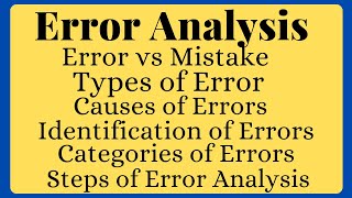 SubError AnalysisSecond Language AcquisitionError Analysis in Applied LinguisticsLinguistics [upl. by Westfahl]