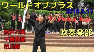 ワールドオブブラス 2018 松戸六実、千葉商業、市川昴 高校 吹奏楽部 [upl. by Charlot926]