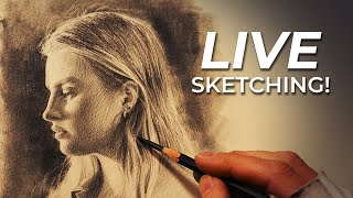 LIVESTREAM  Lets Sketch a Portrait with Graphite [upl. by Tiphany]