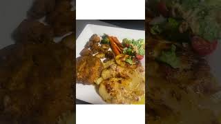 Battered chicken breast with roast veggies and potato bake Lovelyfeeds [upl. by Ormsby]