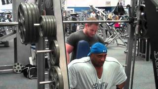 Dennis James shoulder military presses 405lbs Dec 28th 2011 [upl. by Kaye]