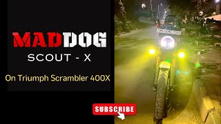 Latest MadDog ScoutX  Square Not Round  Triumph Scrambler 400x  Fog Lights  Compact lights [upl. by Adal]