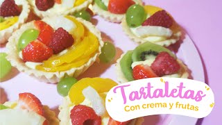 TARTALETAS CON CREMA Y FRUTAS🍓🍑🍍 🥧  RECETA FÁCIL  DOLCE MILI 🧁 [upl. by Aleda875]