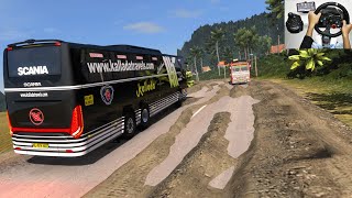 Scania OffRoad Bus Driving  Steering wheel  Shifter Logitechg29 gameplay  Euro truck simulator 2 [upl. by Ytima]