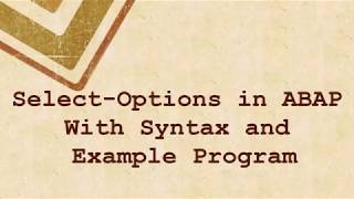 Select Statement with SelectOptions and Where Condition [upl. by Aleetha]