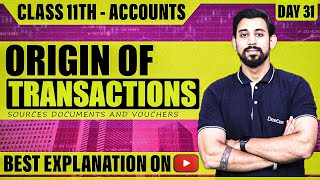 Origin of Transactions  Source documents and Vouchers  Class 11  Accountancy  One Shot [upl. by Nakre]