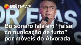 Bolsonaro reage a Lula sobre móveis do Alvorada e fala em falsa comunicação de furto [upl. by Nissa565]