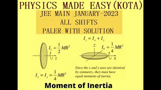 JEE MAIN 2023 JANUARY SESSION  I ALL SHIFTS A amp B SOLVED PAPER MOMENT OF INERTIA WAVELENGTH  3 [upl. by Brendin226]