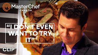 Claudio Aprile Refuses to Eat This  MasterChef Canada  MasterChef World [upl. by Nagaem]