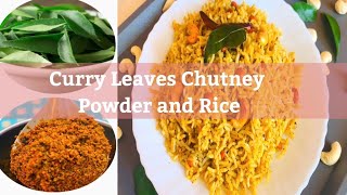 Curry leaves chutney powder and Rice recipe  Karibevu chutney pudi [upl. by Rosenberger893]