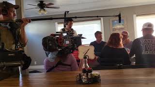 Filming Documentary Crew filming at Lorraines Seafood Restaurant on Tangier Island Virginia [upl. by Goda686]