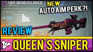 Destiny Fully Upgraded Queens Sniper Rifle Review quotHer Benevolencequot  AWESOME REROLLED PERKS [upl. by Leon]