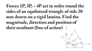 Forces 1P 3P – 4P act in order round the sides of an equilateral triangle of side 20 mm drawn on a [upl. by Arelus]