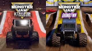 Monster Jam Steel Titans 2 vs Monster Jam Showdown  Gameplay Comparison [upl. by Pihc]