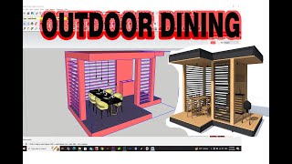 Outdoor dining design Modeling In Sketchup  SketchUp modeling tutorial [upl. by Bordy159]