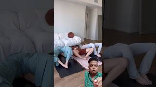 Group yoga 😀 mobility split motivation sports challenge music beach love travel edm [upl. by Nerek458]