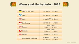 Wann sind Herbstferien 2023 [upl. by Ahsiryt144]