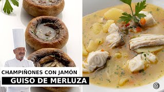 CHAMPIÑONES a la plancha con jamón  GUISO de MERLUZA  Cocina Abierta de Karlos Arguiñano [upl. by Lieberman358]