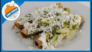 TACOS DORADOS DE POLLO con su salsa verde y sopa Receta 476  Chef Roger [upl. by Cestar896]