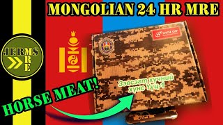 Horse Meat 2024 Mongolian Army 24 Hr Combat Ration Menu 1  MRE Review [upl. by Girhiny]