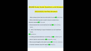 ASVAB Study Guide Questions and Answers 2022 2023 100 Correct Verified Answers [upl. by Bliss]