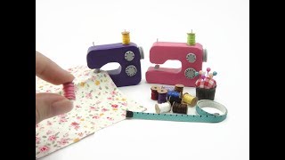 DIY Miniatures Mini Sewing Machine  mini thread pin cushion measuring tape  No polymer clay [upl. by Cami]