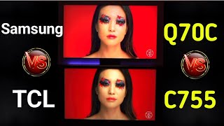 Samsung Q70C Vs TCL C755 side by side comparison 2024 💥 by unboxing Genius [upl. by Cianca758]