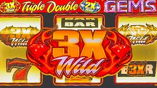 Landed Progressive Jackpots on Triple Double Gems 3 Reel 9 Line Slot [upl. by Piotr]