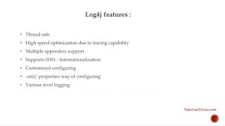 Log4j features  Log4J tutorial [upl. by Amargo]