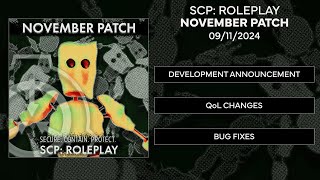 SCP Roleplay  November Patch and Announcement [upl. by Steep]