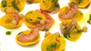 Pasta fresca TORTELLI ai CECI fatti a mano con gamberiuChefTV [upl. by Atenaz]