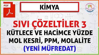 SIVI ÇÖZELTİLER 3 11SINIF2020 AYTKÜTLECE  HACİMCE YÜZDE  PPM MOL KESRİ MOLALİTE YENİ MÜF [upl. by Ahsila]