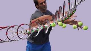 Federer Forehand Right High Ball 3 Super Slow Motion [upl. by Zephan571]