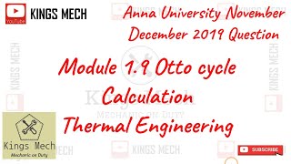 Module 19 Otto Cycle Calculation Anna University November December 2019 Question [upl. by Gale]