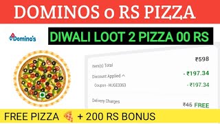 dominos 0 rs pizza  dominos coupon code today  2 pizza free offer [upl. by Aima]