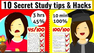 10 SECRET STUDY TIPS TO SCORE HIGHEST IN EXAMS  FASTEST WAY TO COVER ENTIRE SYLLABUS  STUDY HACKS [upl. by Philbrook466]