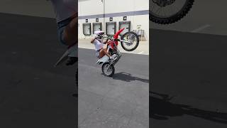 honda dirtbike girl wheelie rider outside [upl. by Einned300]