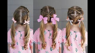 3 Quick Back to School Pigtail Styles  Qs Hairdos [upl. by Bendite]