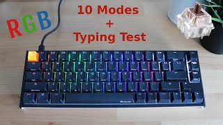 How to Customize RGB Lights on Ducky One 2 SF  MX Brown Typing Test [upl. by Seuqirdor]