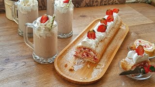 biscuit roulé🍓🍓 بسكوري رولي بالفرولة 🍓🍓 [upl. by Saoj]