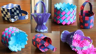 4 Beautiful Paper Basket DIY Basket  Paper Craft  Home Decor [upl. by Eidarb]