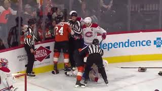 Sean Couturier Catches Kirby Dach Up High  Arber Xhekaj Steps In [upl. by Keever197]