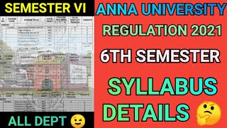 Anna University 6th Semester Syllabus Details ✅  Engineering 6th Sem Syllabus 💯 Regulation 2021AU [upl. by Lissak695]