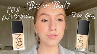 NEW NARS Light Reflecting Foundation vs NARS Sheer Glow ✨  Side by Side Comparison  Wear Test [upl. by Tobye323]