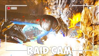 Ark Raid Cam  A Youtuber Tribe Raids SE Central Cave Against All Odds [upl. by Adnilim]