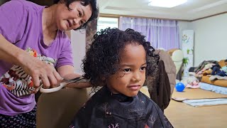 Getting a HAIRCUT from Korean GrandmaOur 5Year old wants to be like HIS FRIENDS [upl. by Cassiani708]