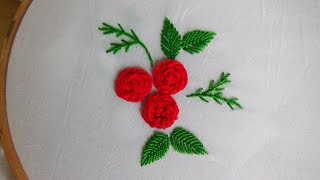 Hand Embroidery Stem stitch roses [upl. by Ahsii]